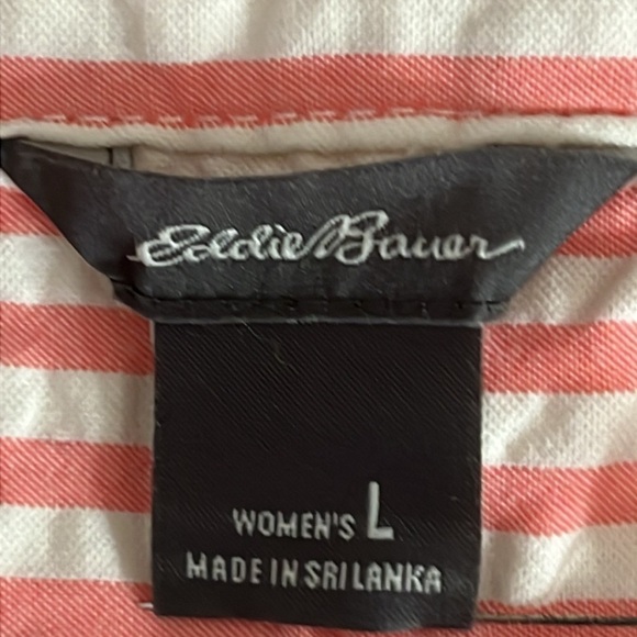 Eddie Bauer Seersucker Striped Sleeveless Top in Pink & White - Size Large - Picture 4 of 5